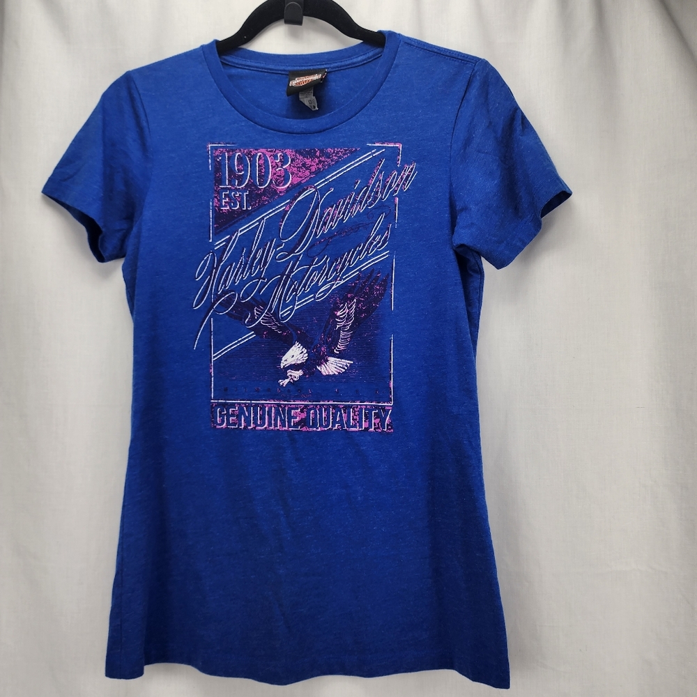 Harley-Davidson Women's Blue Tshirt Plainfield IN. Size M